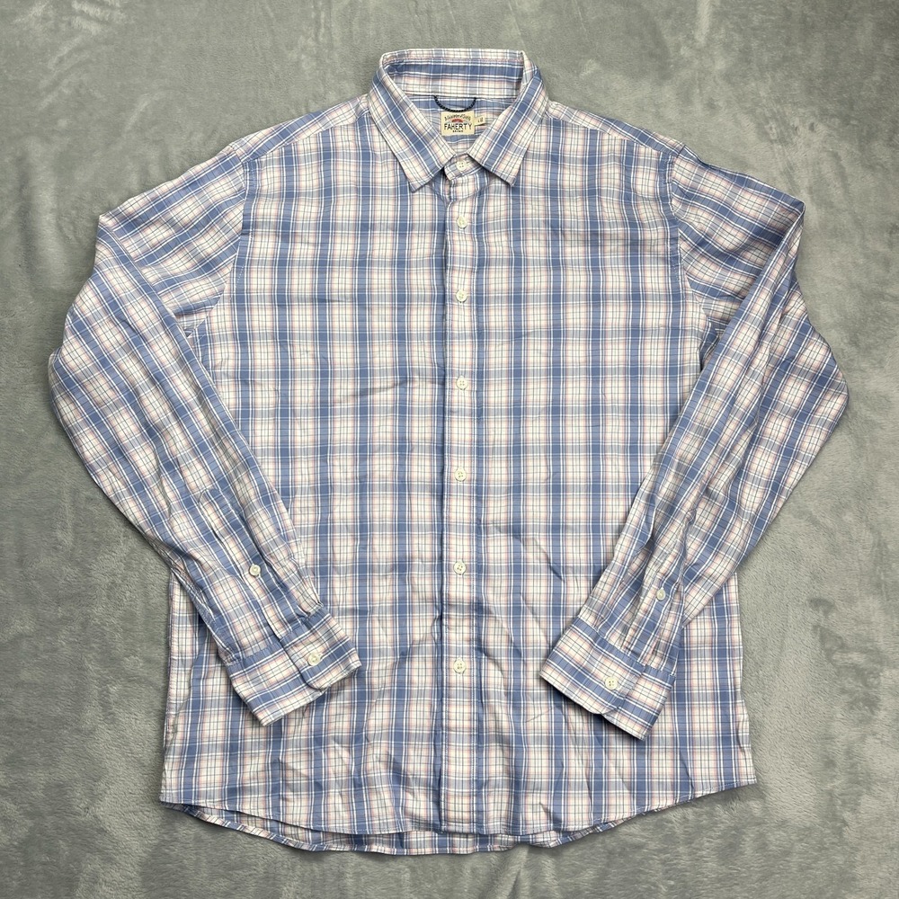 Faherty Movement Shirt Mens Large Multi Plaid Long Sleeve Lightweight Button Up